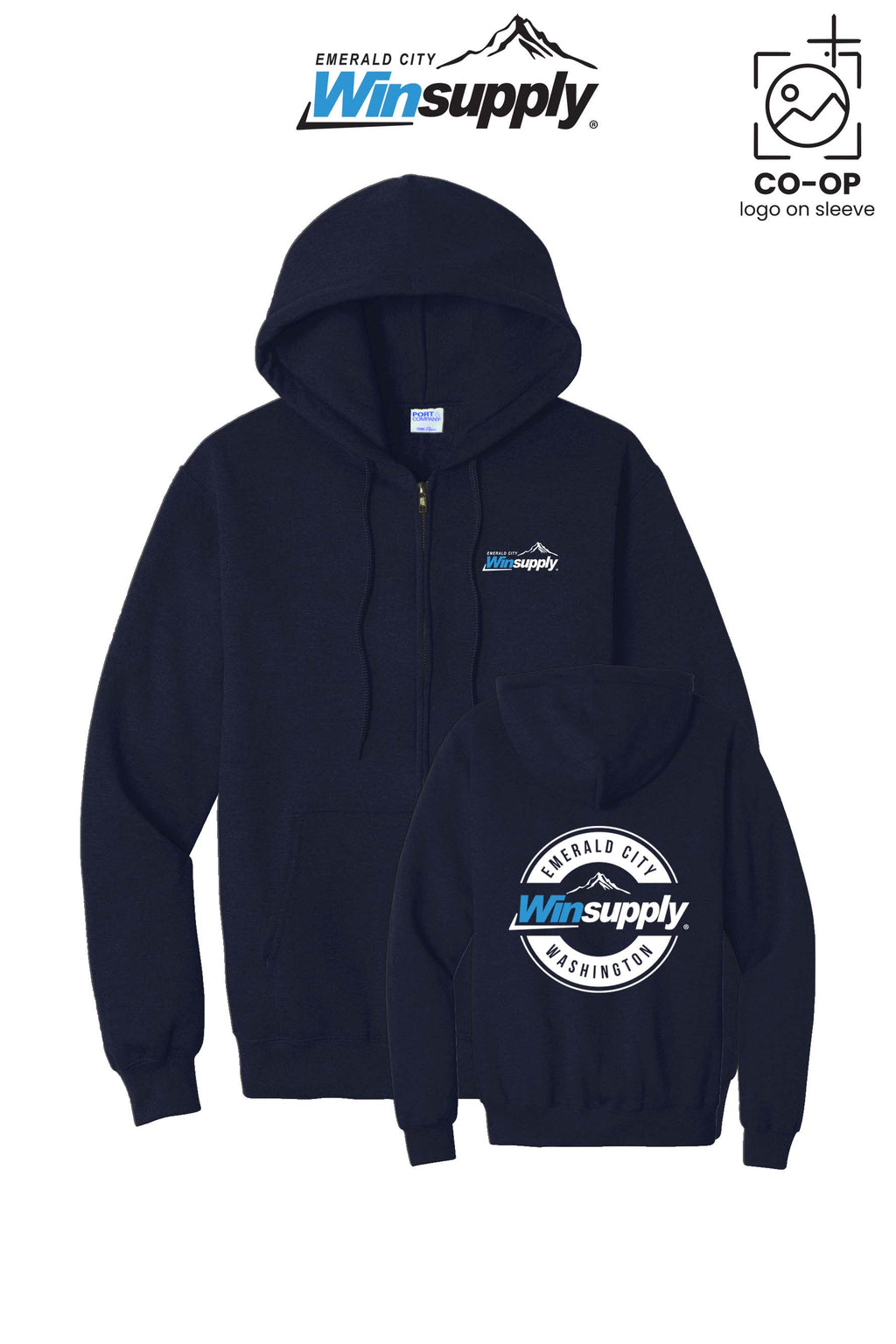Port & Co™ Core Fleece Full-Zip Hooded Sweatshirt - Winsupply Emerald City
