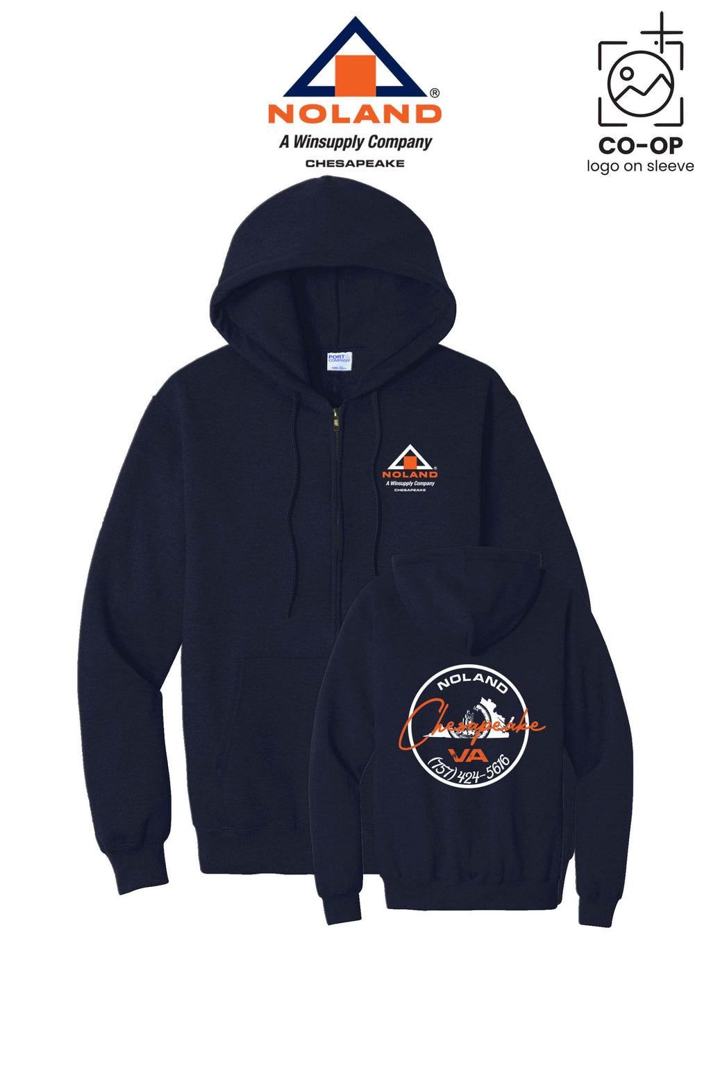 Port & Co™ Core Fleece Full-Zip Hooded Sweatshirt - Noland Company Chesapeake