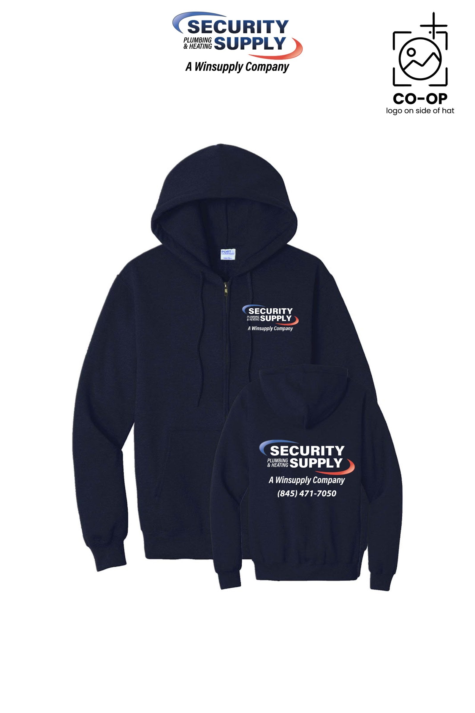 Port & Co™ Core Fleece Full-Zip Hooded Sweatshirt - Security Plumbing & Heating Supply - Poughkeepsie, NY