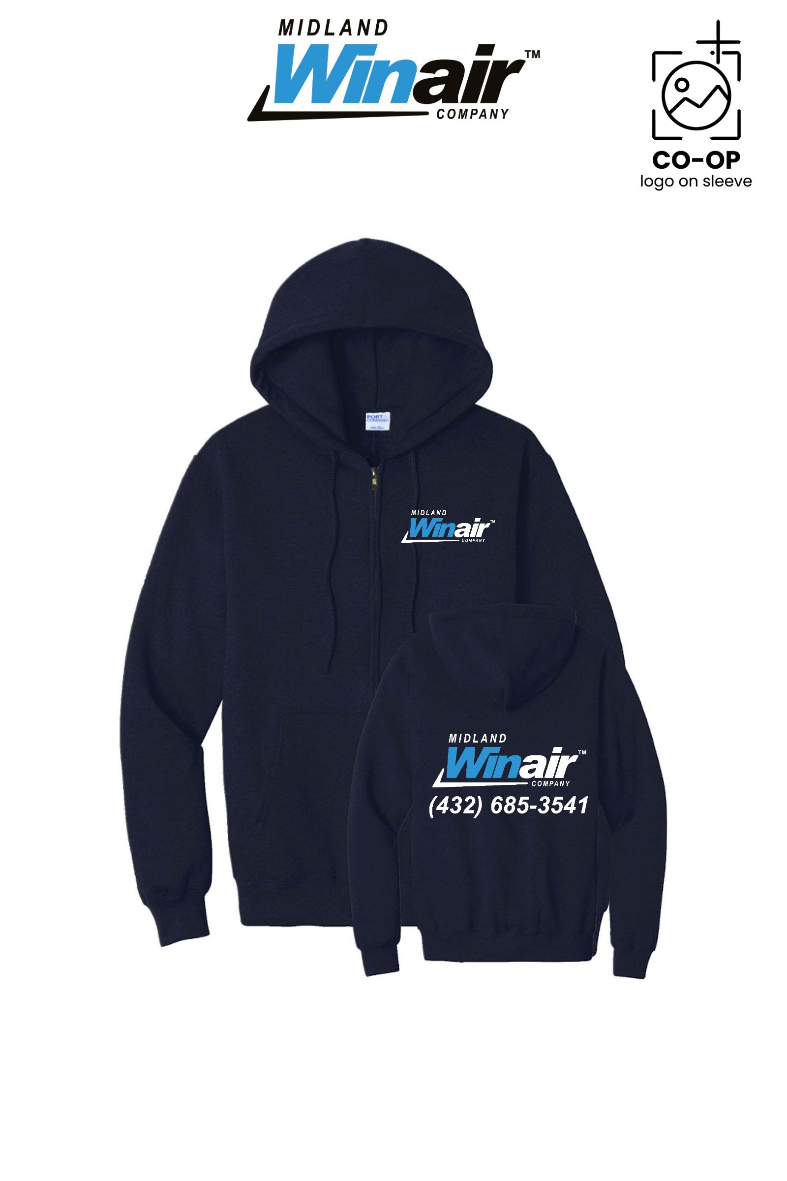 Port & Co™ Core Fleece Full-Zip Hooded Sweatshirt - Midland Winair