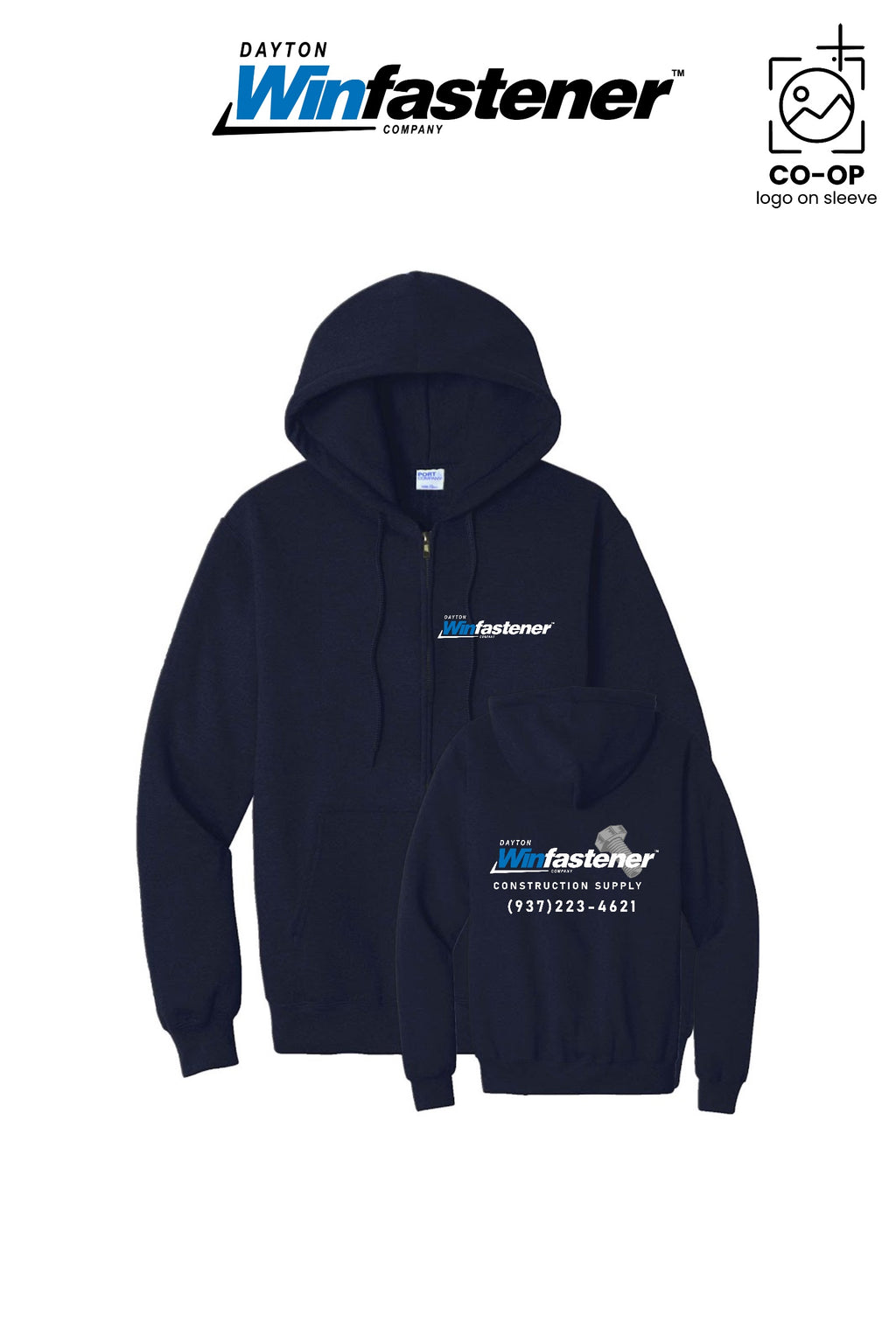 Port & Co™ Core Fleece Full-Zip Hooded Sweatshirt - Dayton Winfastener