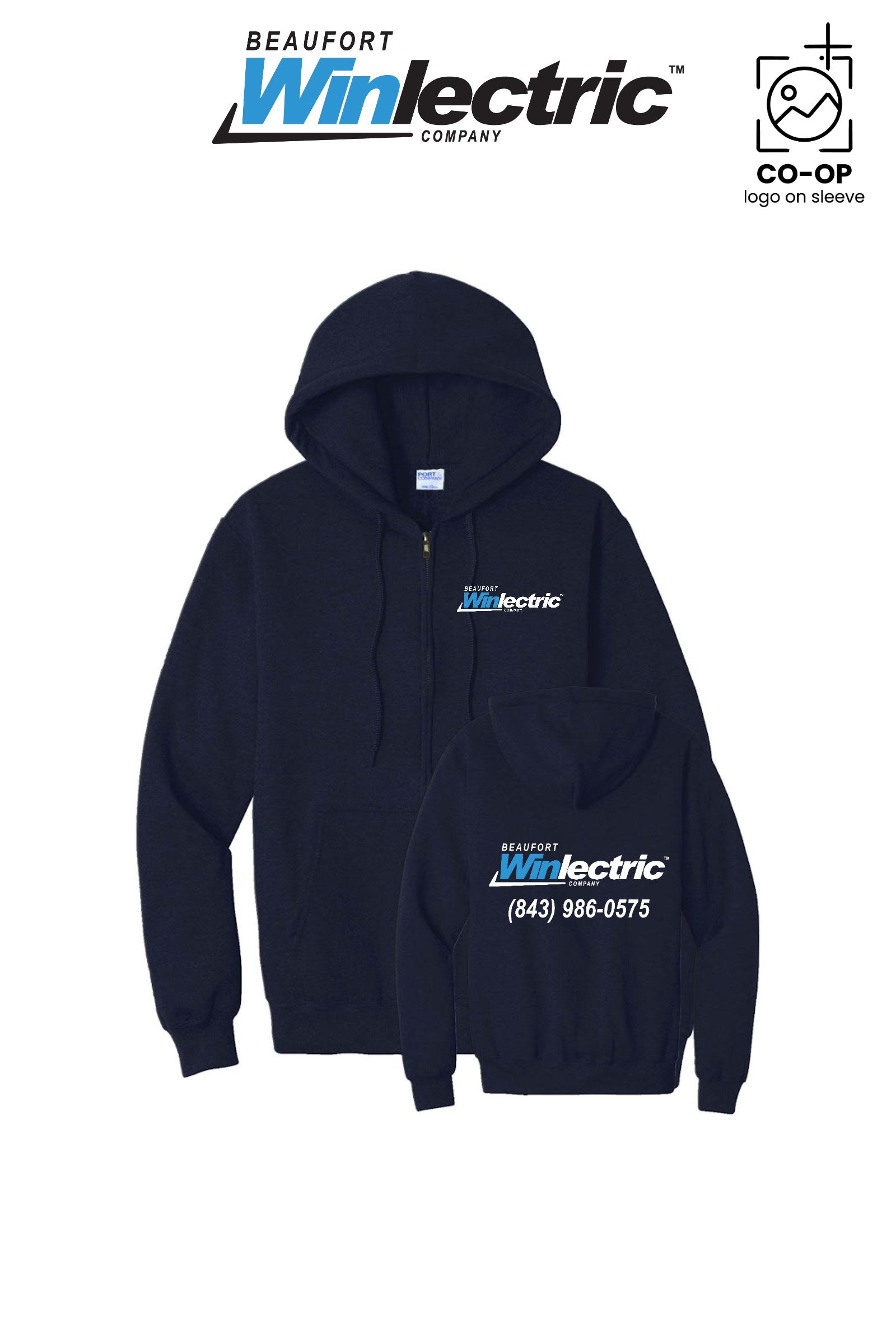 Port & Co™ Core Fleece Full-Zip Hooded Sweatshirt - Beaufort Winlectric