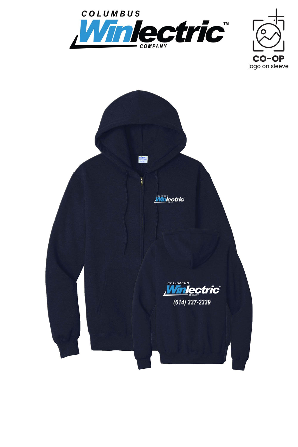Port & Co™ Core Fleece Full-Zip Hooded Sweatshirt - Columbus Winlectric