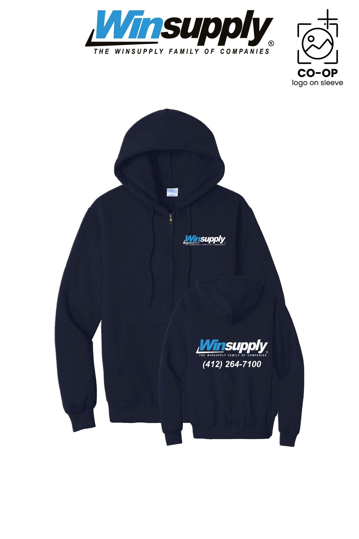 Port & Co™ Core Fleece Full-Zip Hooded Sweatshirt - Winsupply of Coraopolis