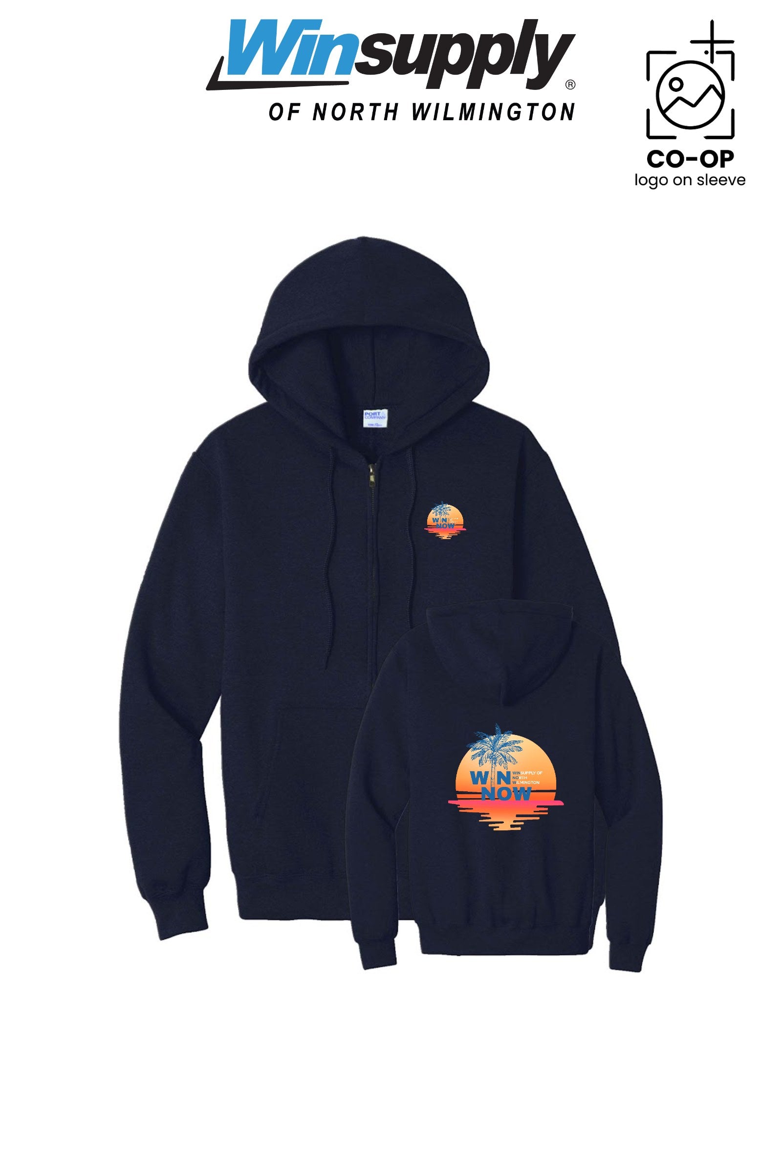 "WIN NOW" Port & Co™ Core Fleece Full-Zip Hooded Sweatshirt - Winsupply N Wilmington NC