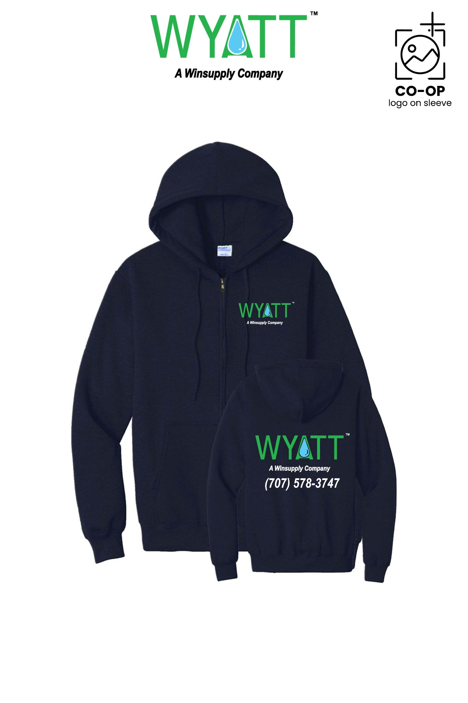 Port & Co™ Core Fleece Full-Zip Hooded Sweatshirt - Wyatt Irrigation of Santa Rosa