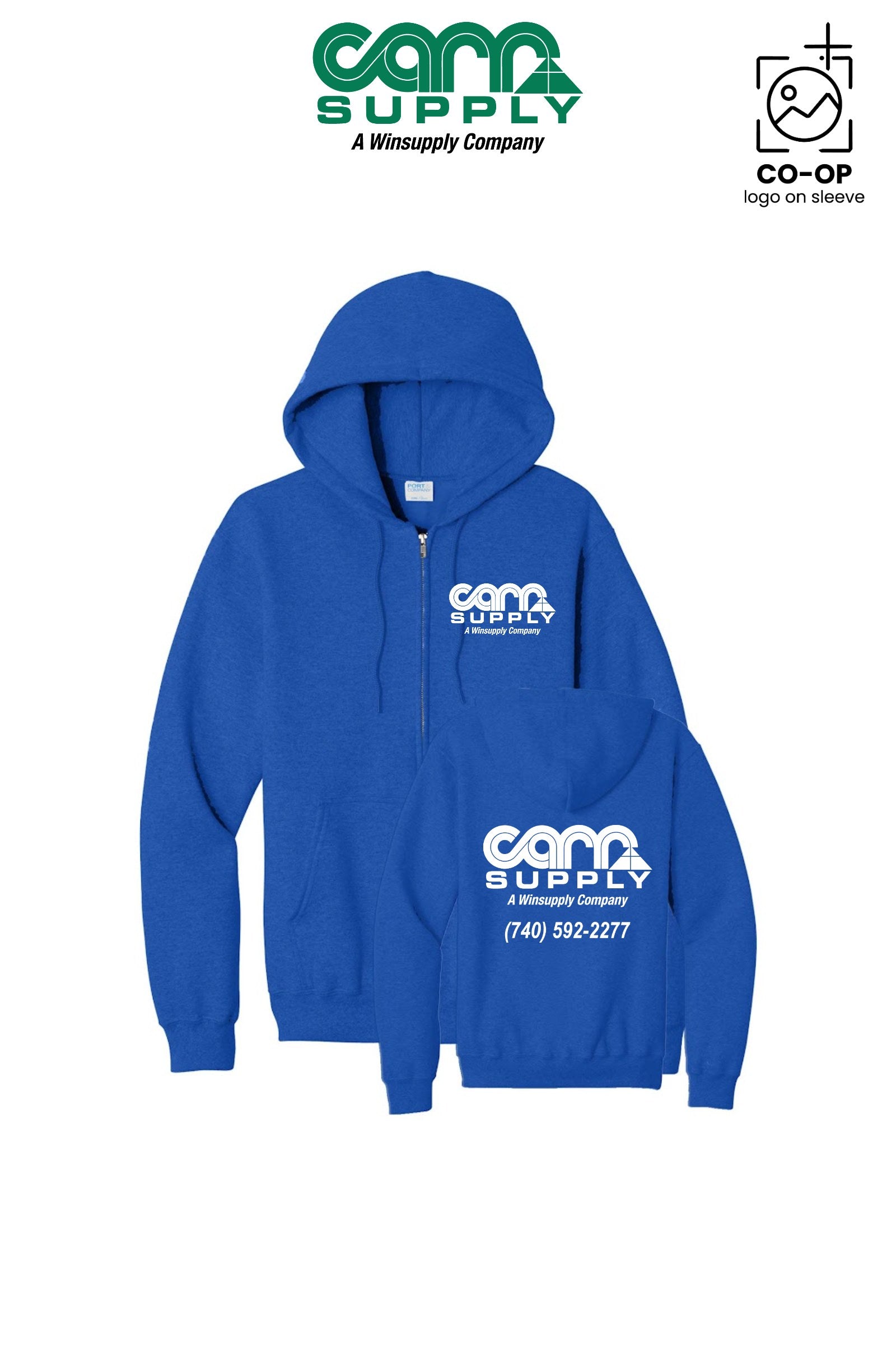 Port & Co™ Core Fleece Full-Zip Hooded Sweatshirt - Carr Supply - Athens
