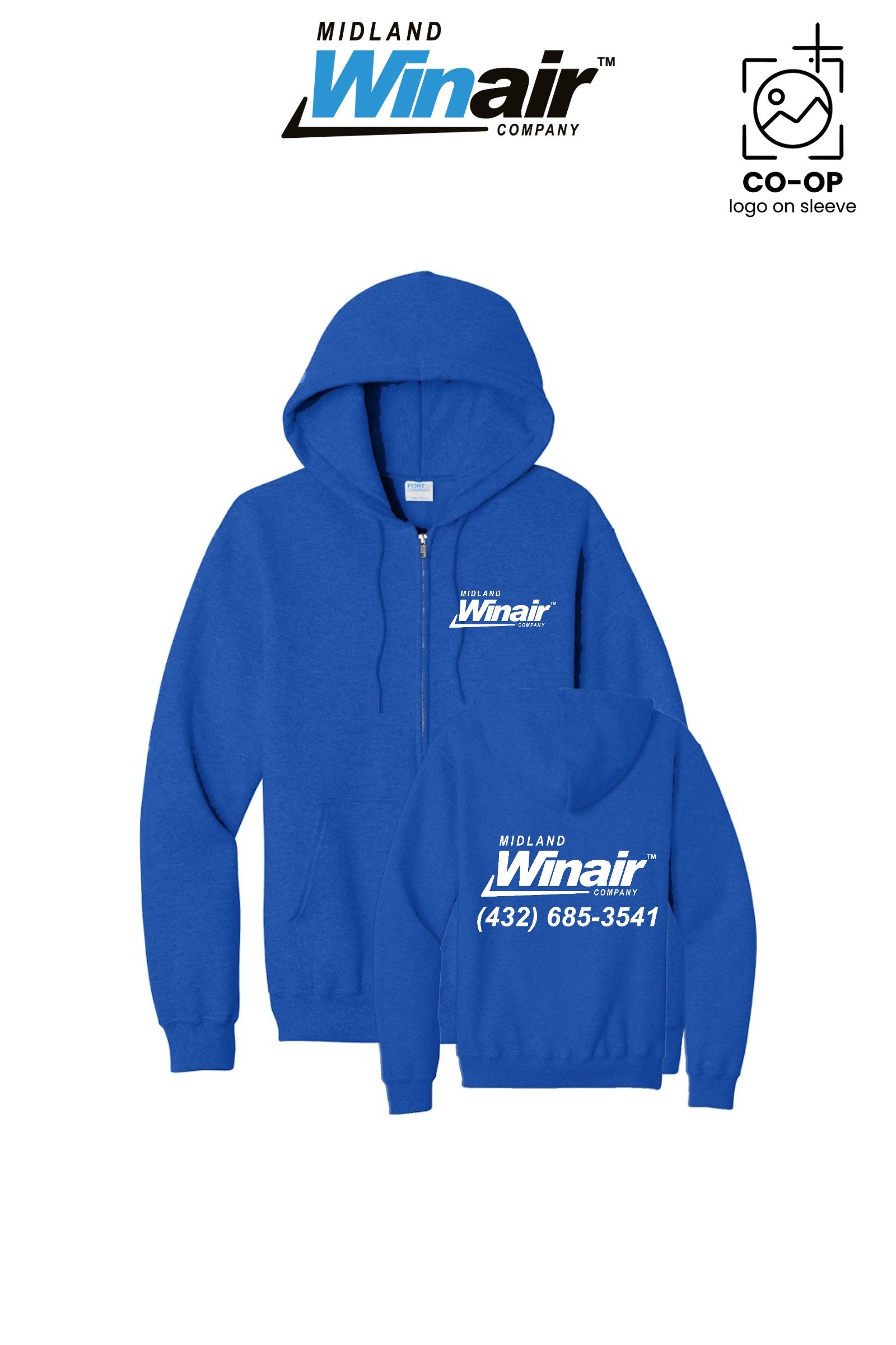 Port & Co™ Core Fleece Full-Zip Hooded Sweatshirt - Midland Winair