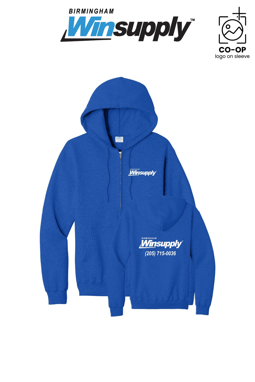 Port & Co™ Core Fleece Full-Zip Hooded Sweatshirt - Birmingham Winsupply