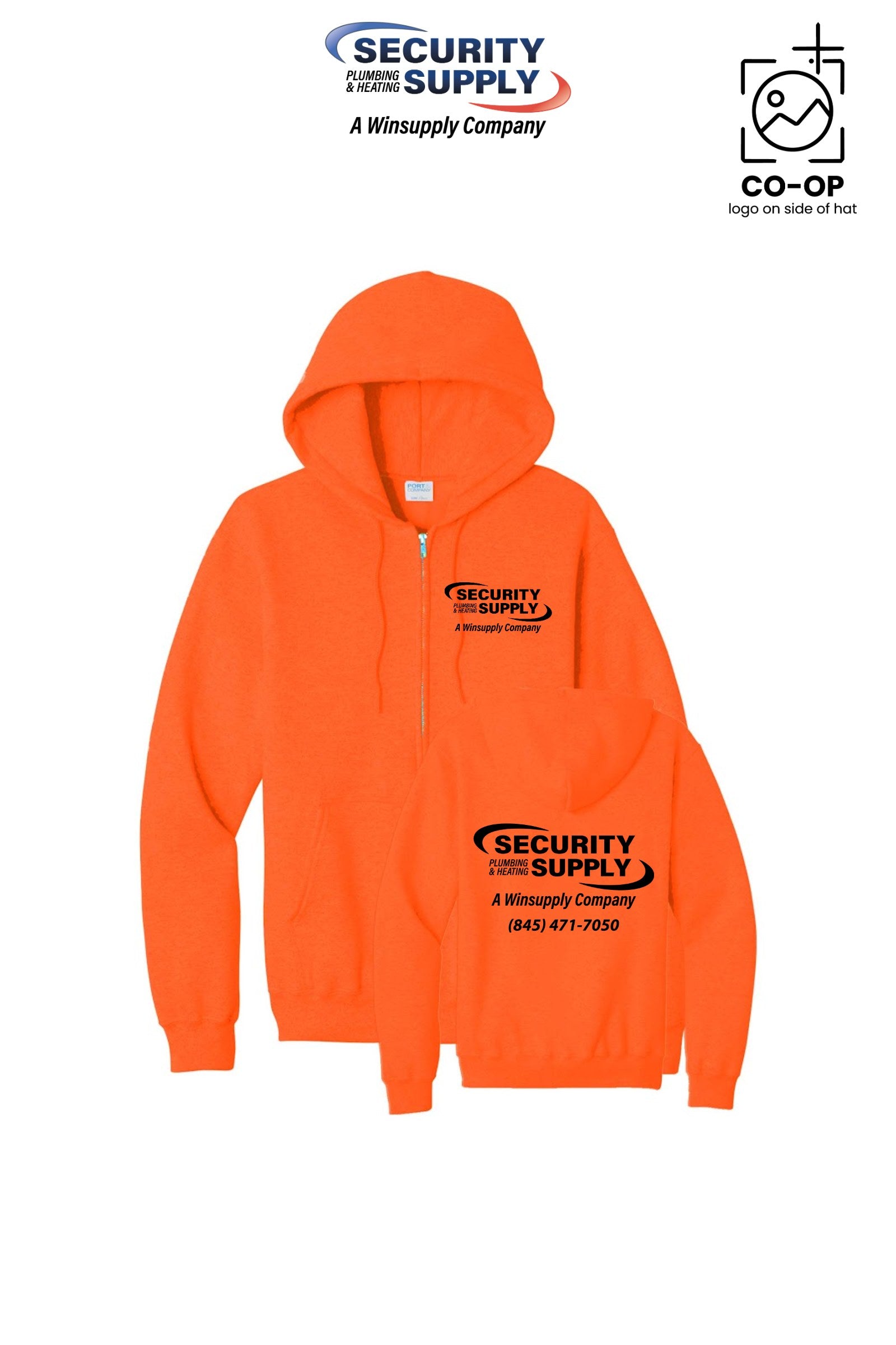 Port & Co™ Core Fleece Full-Zip Hooded Sweatshirt - Security Plumbing & Heating Supply - Poughkeepsie, NY