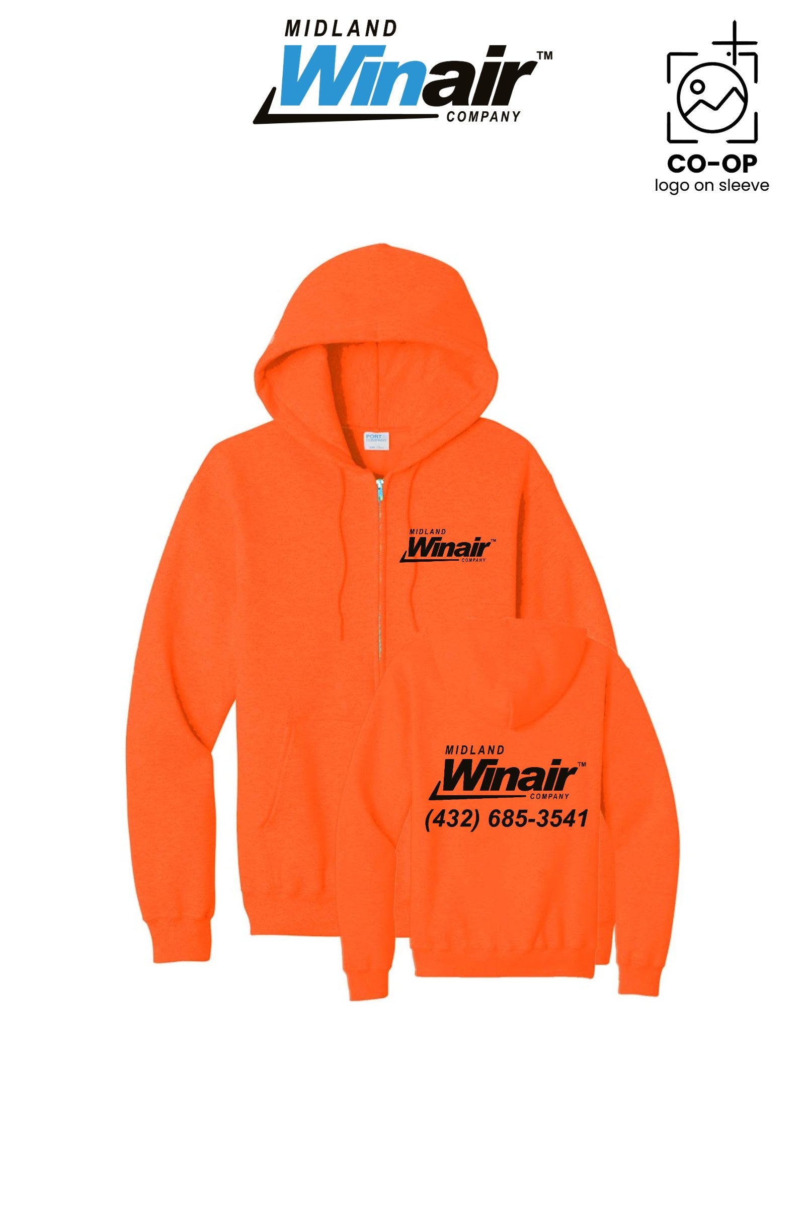 Port & Co™ Core Fleece Full-Zip Hooded Sweatshirt - Midland Winair