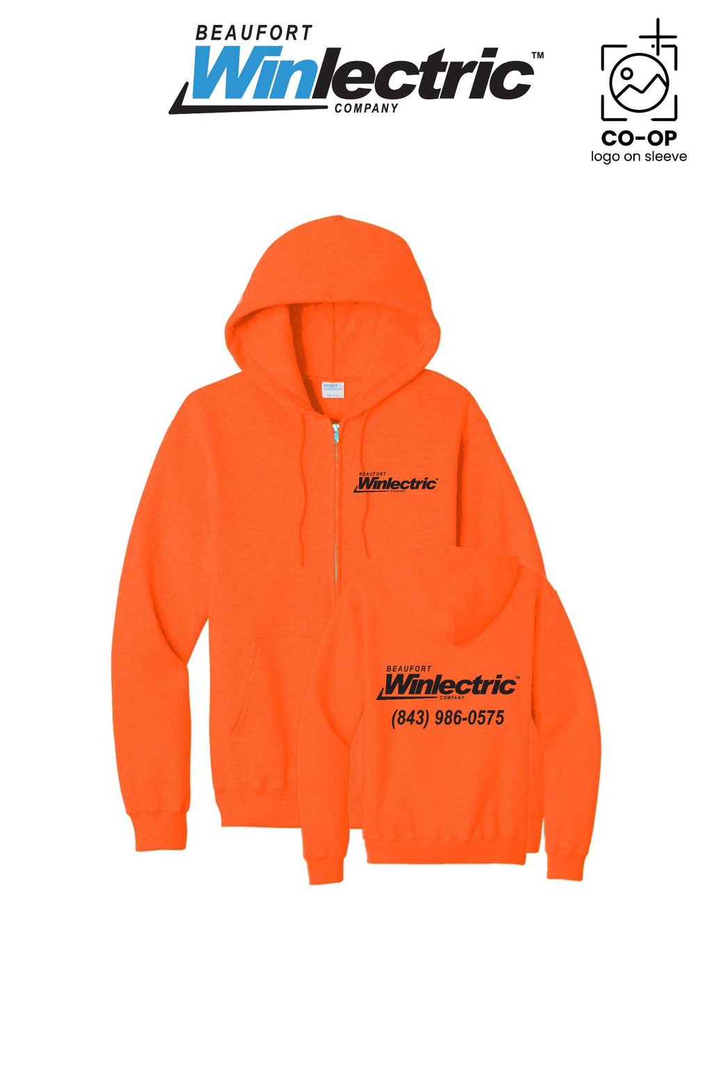 Port & Co™ Core Fleece Full-Zip Hooded Sweatshirt - Beaufort Winlectric