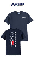 America 250 Port & Co Core Blend Tee - Freedom Tattered Banner - APCO Supply - Indianapolis