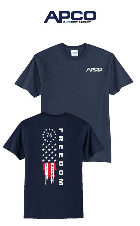 America 250 Port & Co Core Blend Tee - Freedom Tattered Banner - APCO Supply - Indianapolis