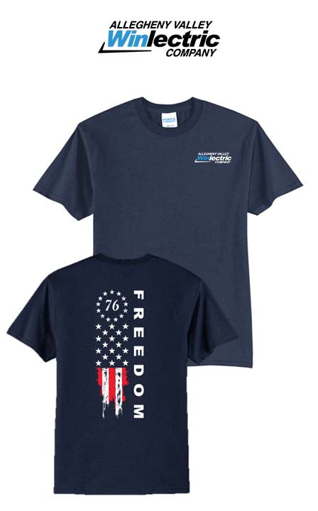America 250 Port & Co Core Blend Tee - Freedom Tattered Banner - Allegheny Valley Winlectric
