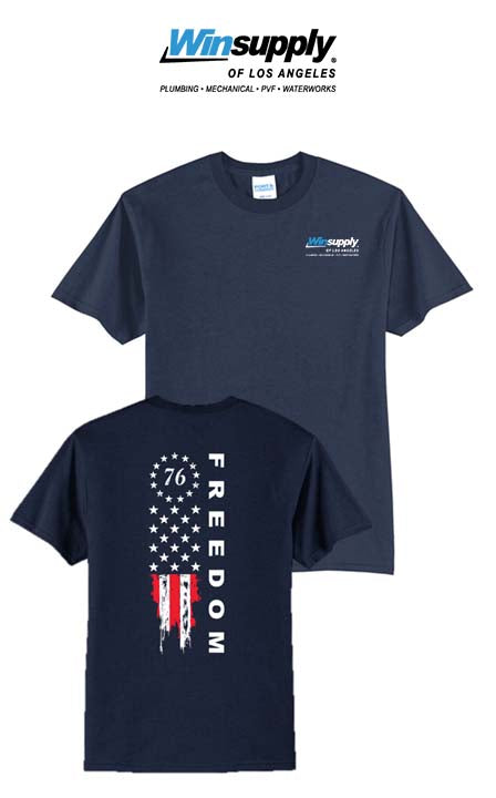America 250 Port & Co Core Blend Tee - Freedom Tattered Banner - Winsupply of Los Angeles